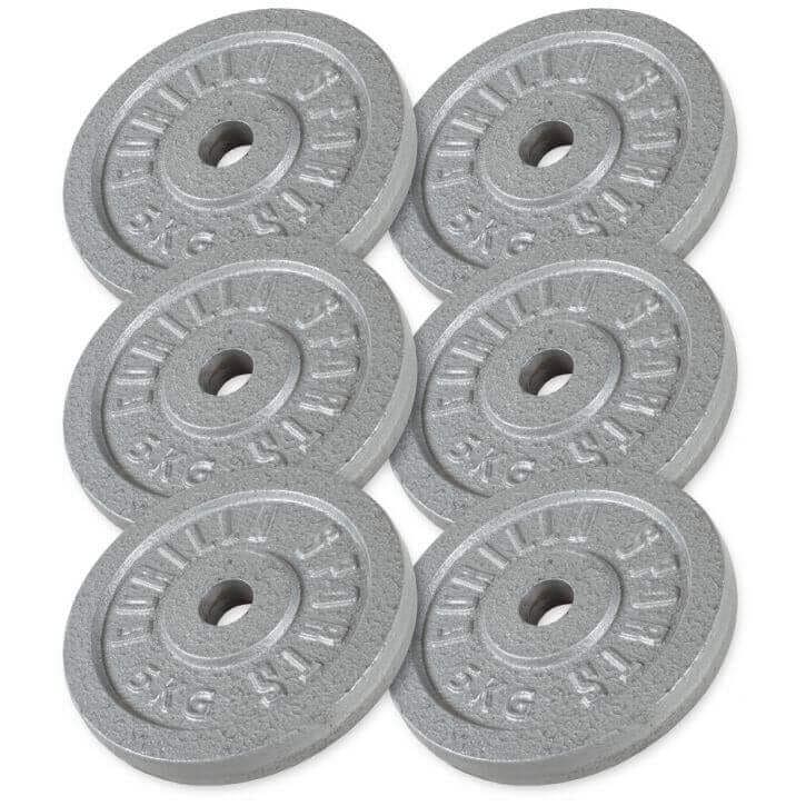 Gorilla Sports Painolevyt IRON Silver - 6x5kg