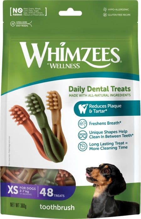 Whimzees Toothbrush Star XS hammashoitoherkku, 48 kpl