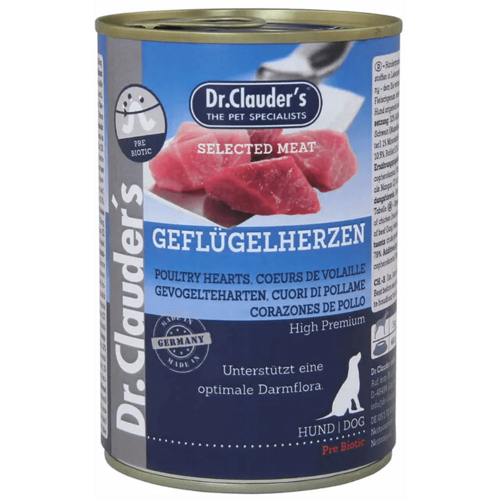 Dr Clauders Prebiotic Poultry Hearts 400 g Dog Wet Food