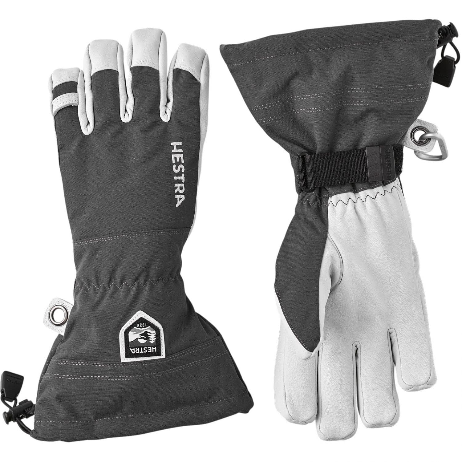 Hestra Army Leather Heli Ski, hiihtohanskat, harmaa