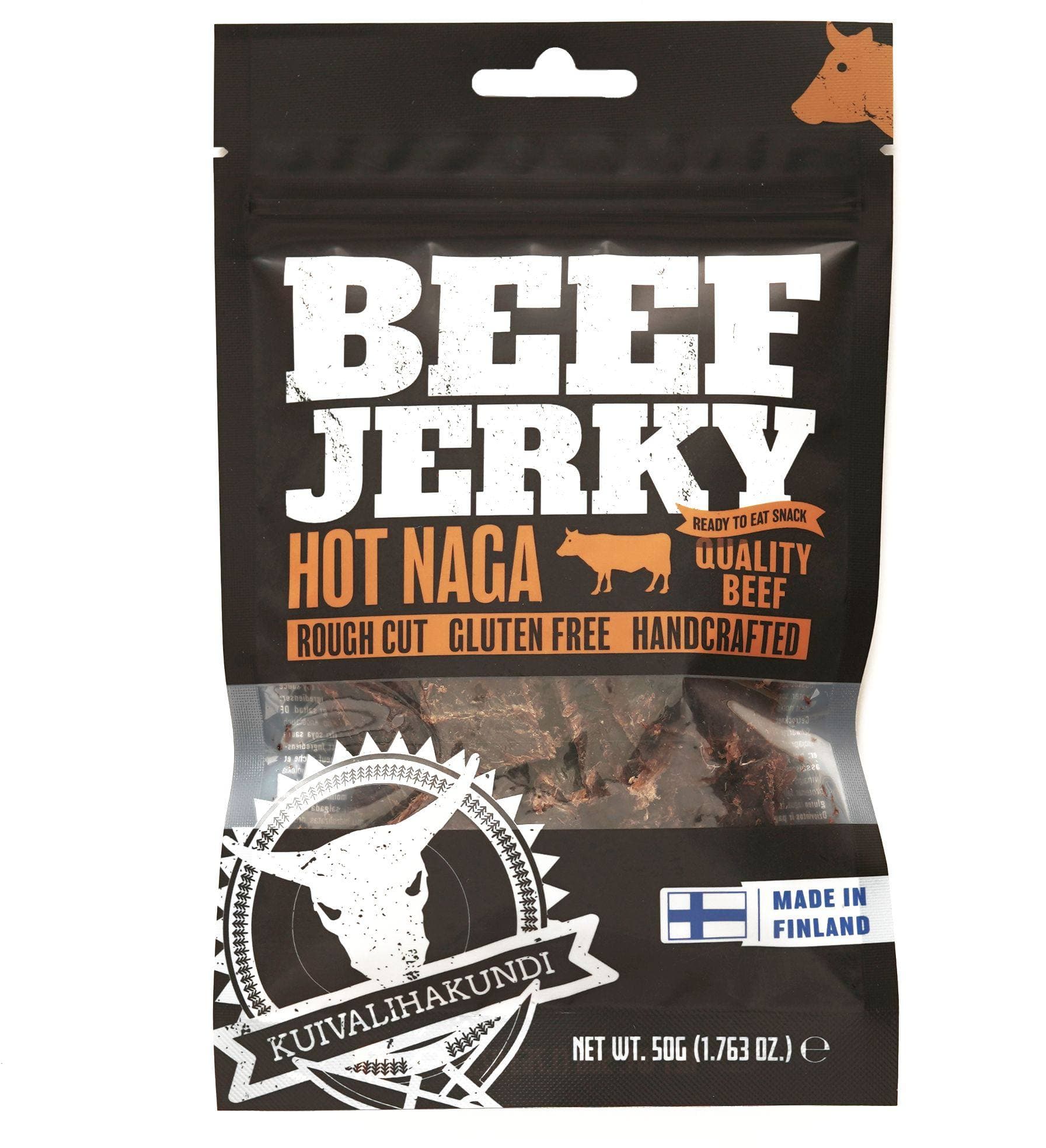 Kuivalihakundi Beef Jerky Hot Naga, 50g kuivaliha