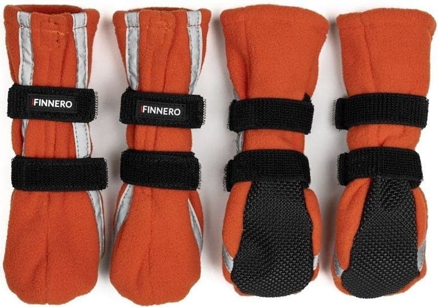 FinNero HALLA koiran tossut, Reflex Orange XXS-S, 4-pack