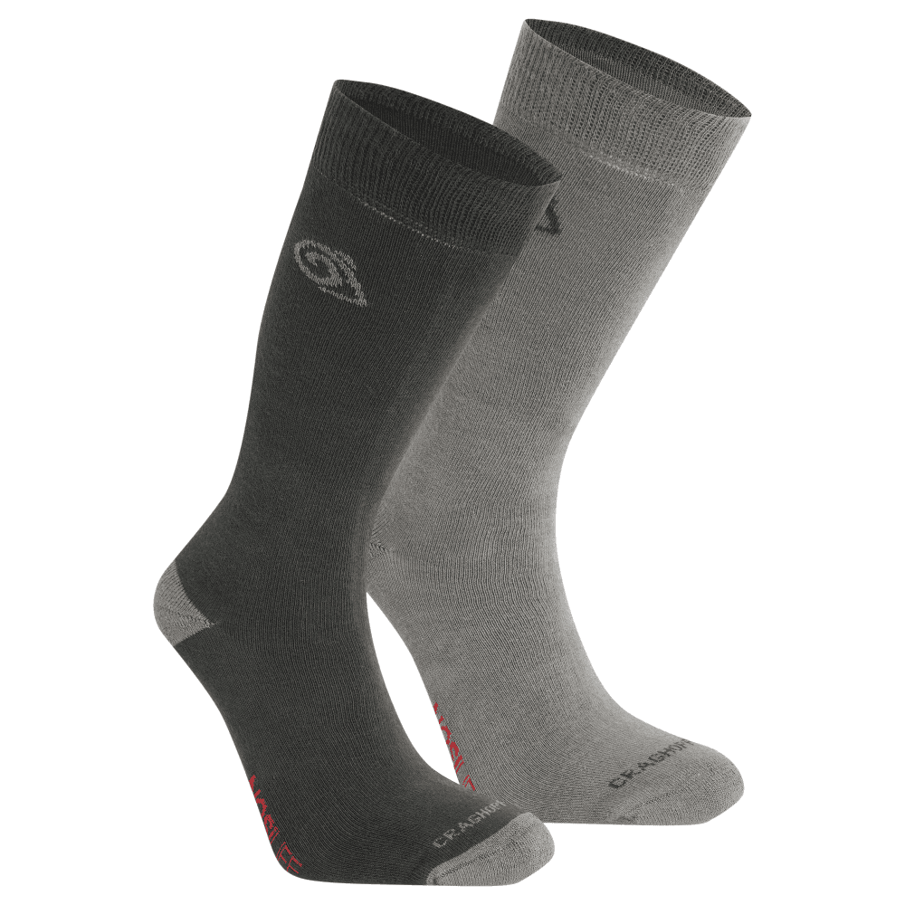 Craghoppers Nosilife Travel Twin Pack Socks Black Pepper / Mid Grey
