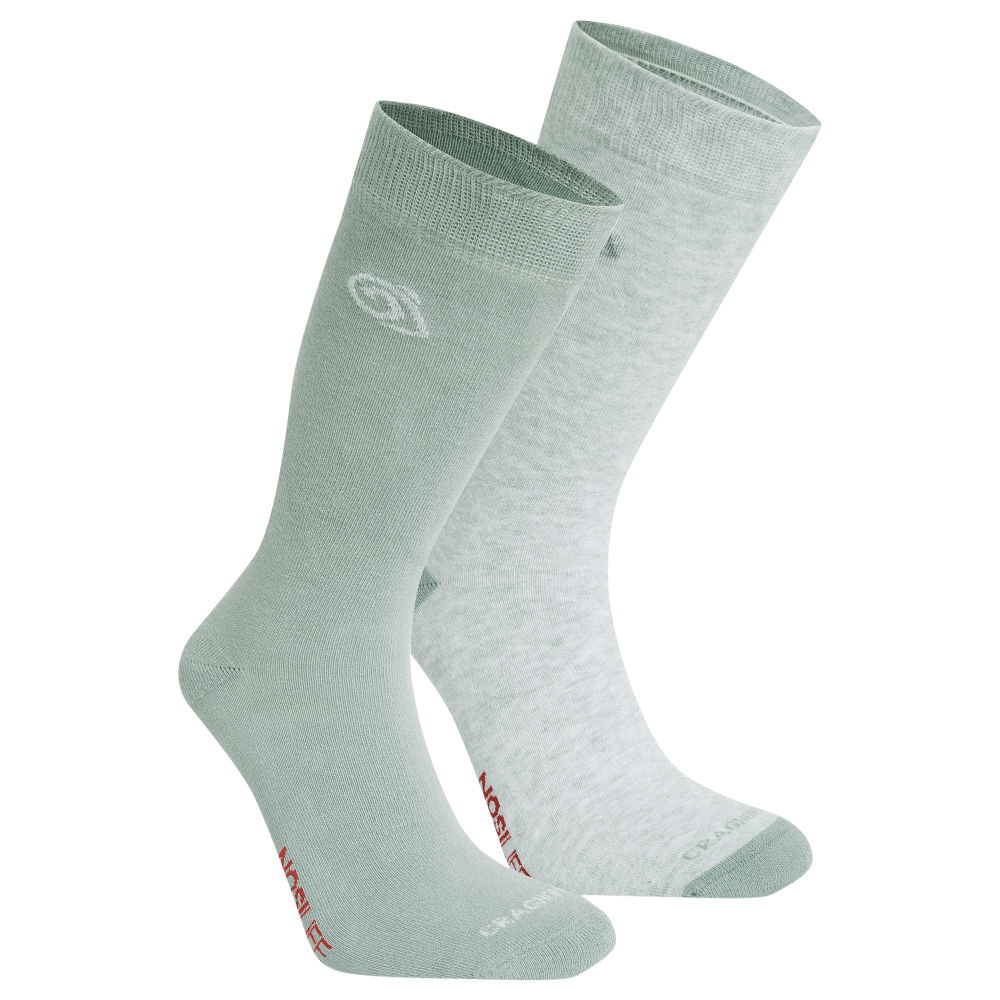 Craghoppers Nosilife Travel Twin Pack Socks Soft Grey Marl / Lichen Green