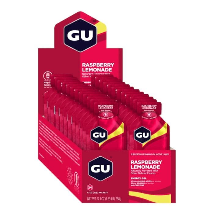 GU Energy Gel Caffeine 24x32g (Raspberry Lemonade) K. ONE SIZE Punainen Unisex