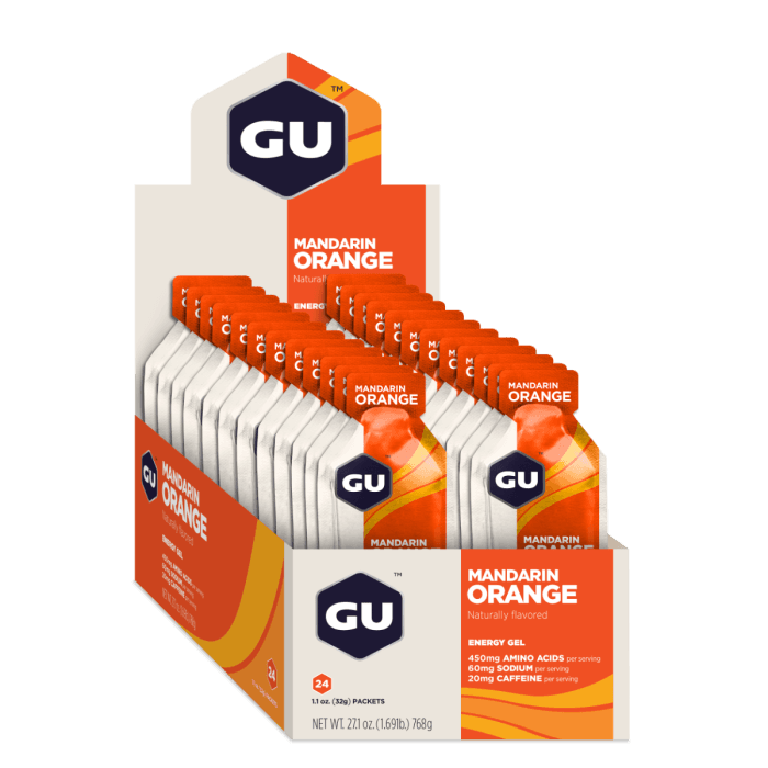 GU Energy Gel Kofeiini 24x32g (Mandariini) - Tehosta juoksuasi energialla ja kofeiinilla!