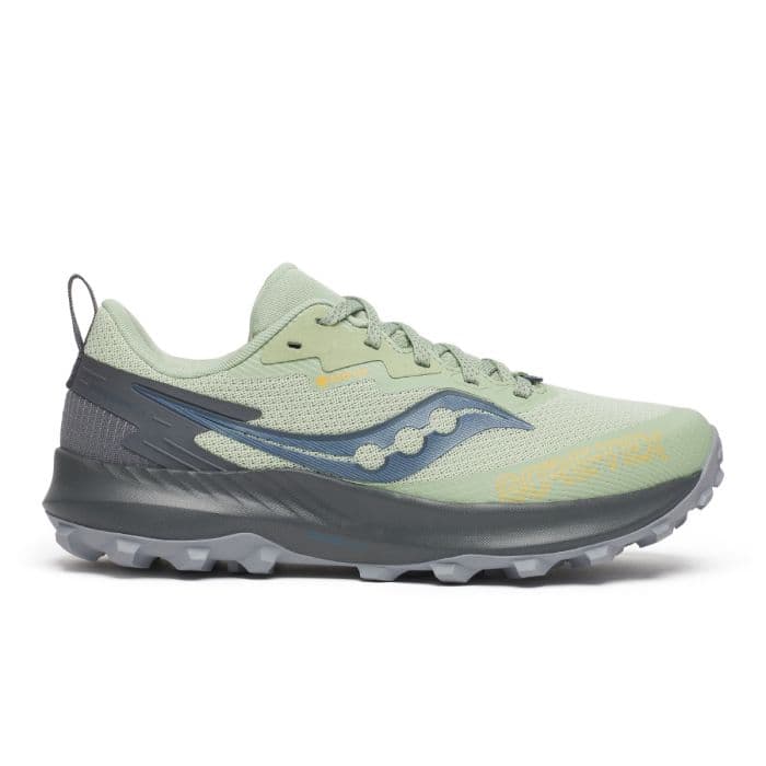 Saucony Peregrine 14 GTX K. 37 Harmaa/Vihreä - Vedenpitävät maastokengät juoksuun ja seikkailuihin
