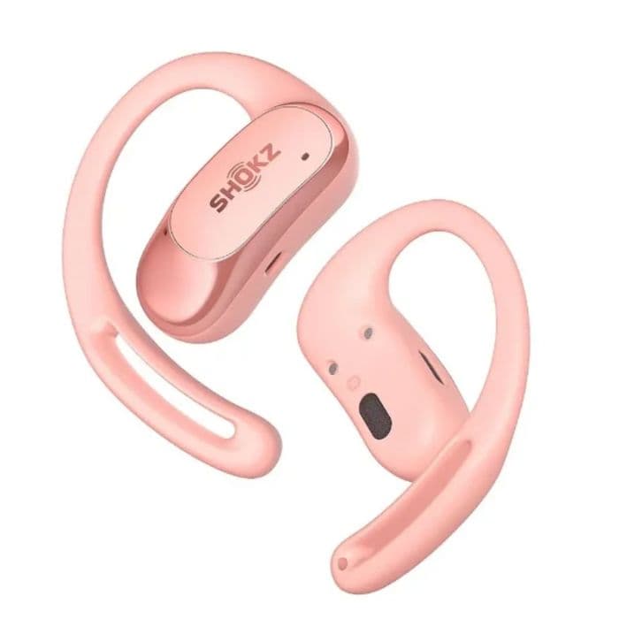 Shokz OpenFit Air K - Vaaleanpunaiset Kuulokkeet Yhden Koon, Erityisesti Juoksuun Suunnitellut, Mukautuvat ja Kevyet
